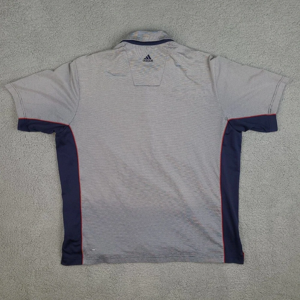 Adidas Polo Shirt Mens XL Gray Golf Climacool Short Sleeve Logo Stretch Striped‎